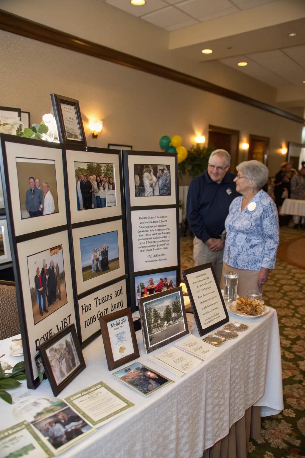 Photo exhibits celebrate the retiree's history and achievements.