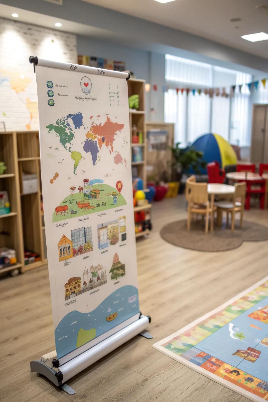 Using an educational map banner, make learning interesting.