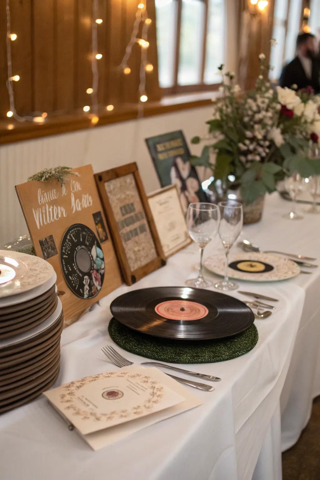 Nostalgic vintage decorations enhance the rockabilly wedding ambiance.