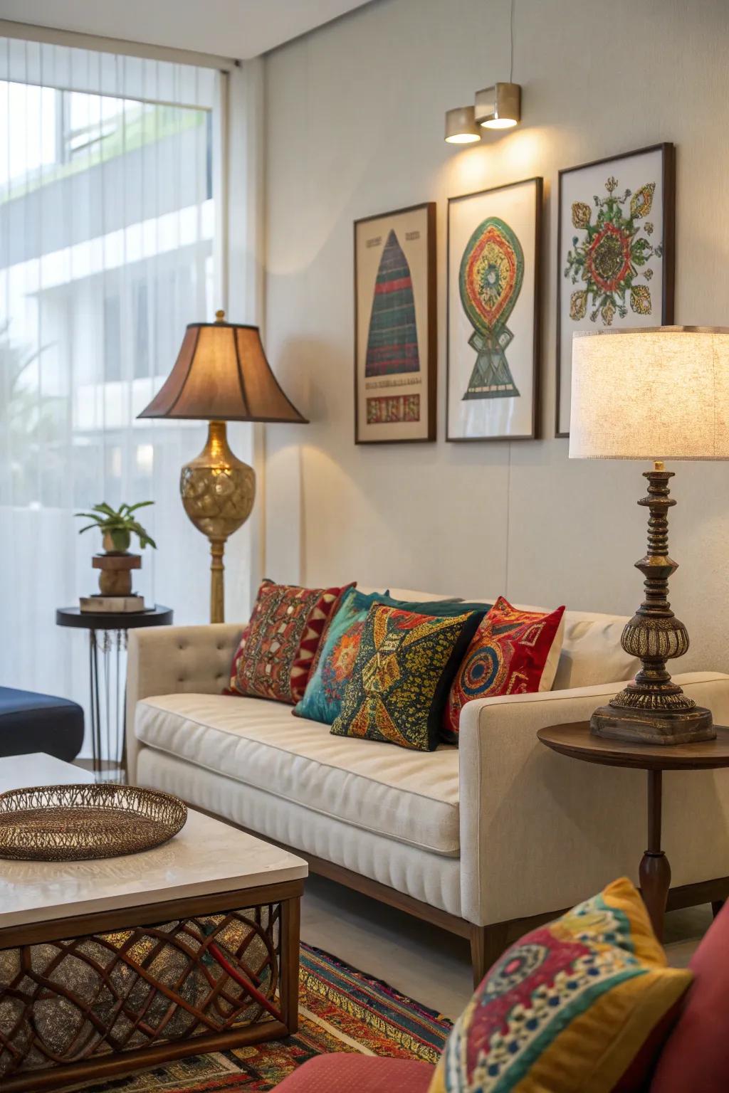 A stylish balance of modern and vintage decor elements.