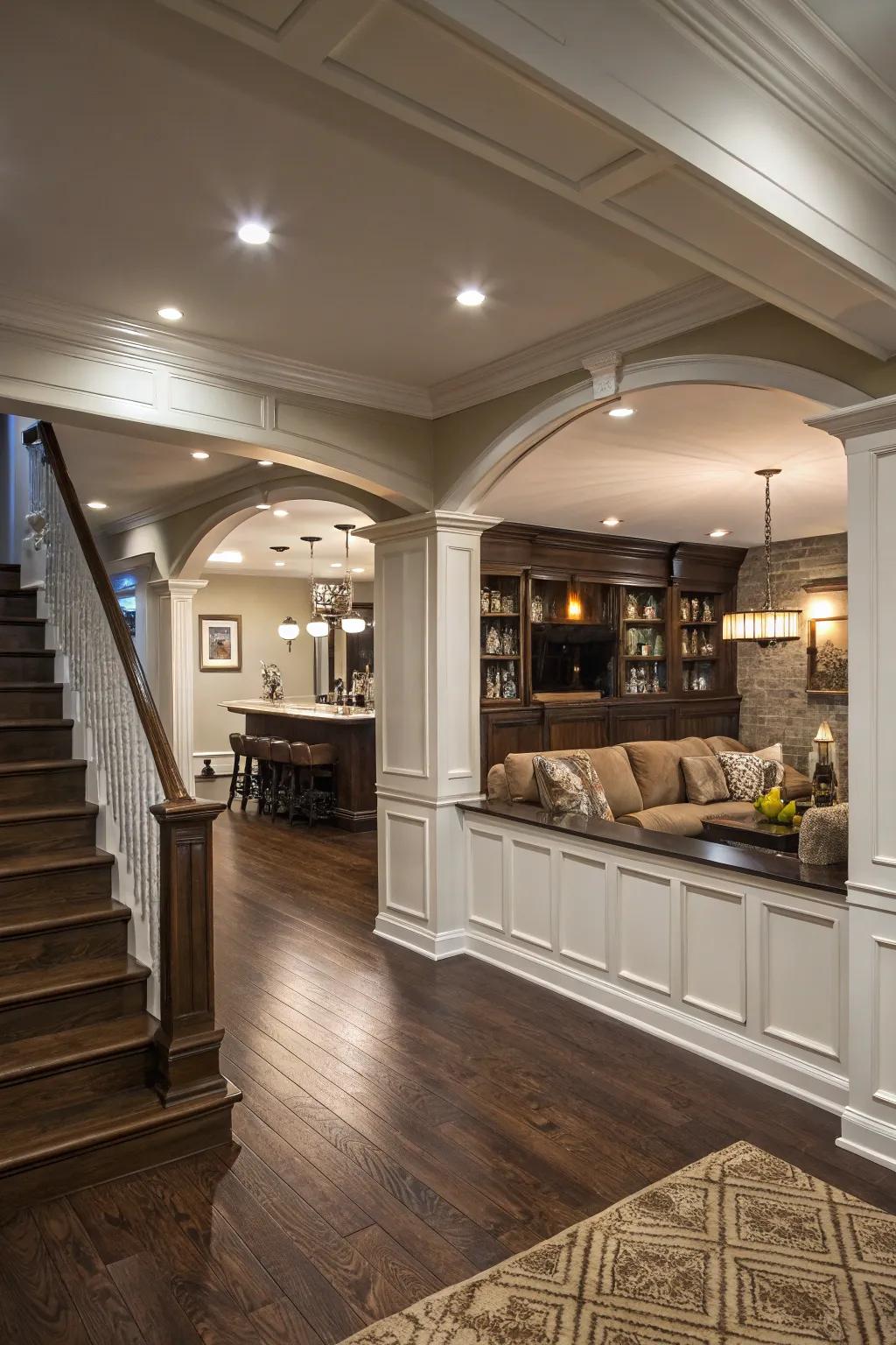 Structural elements deliver both elegant and practical partitioning.