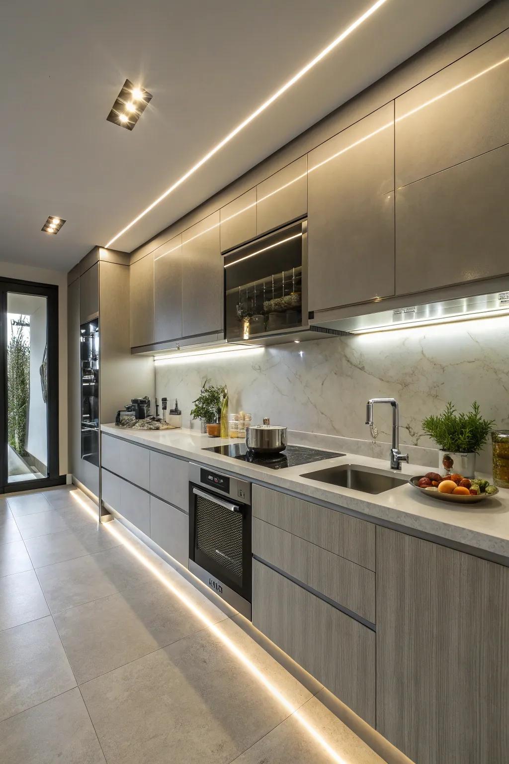 Enhance your kitchen with functional ribbon lights.