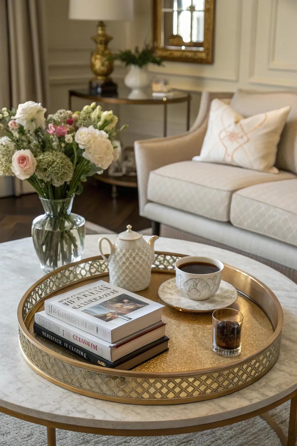 A tray maintains your table organized and chic.
