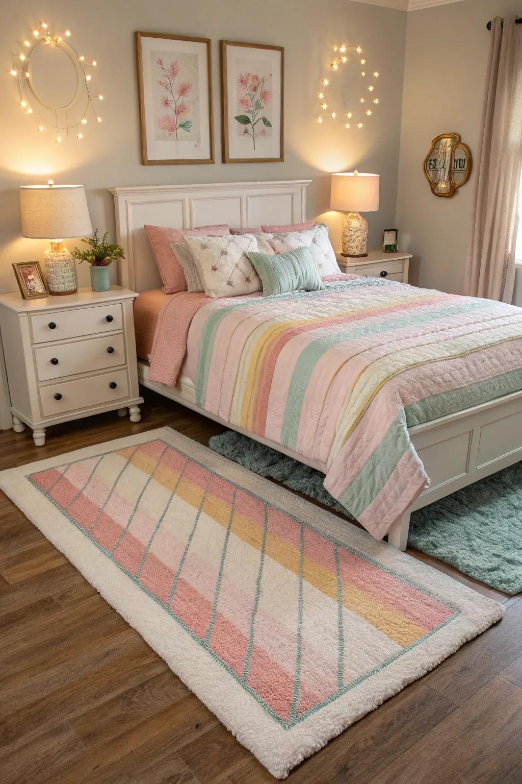 Establish harmony in your personal space using rugs that coordinate in color.