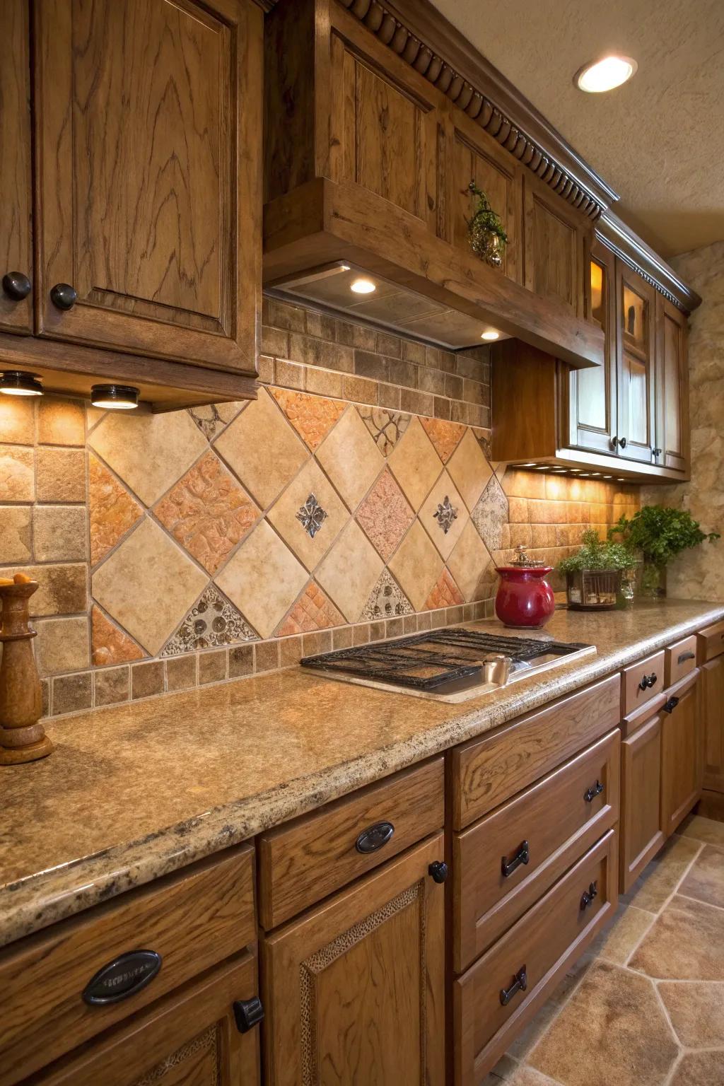 Earthy tones create a natural and calming kitchen environment.
