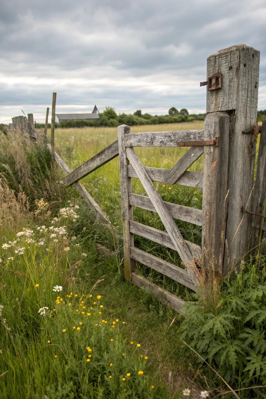 A farm portal with the sophisticated semblance of weathered timber.