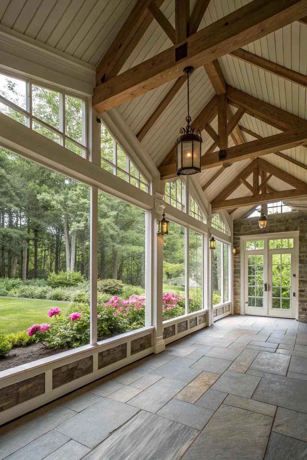 A high ceiling adds grandeur to any porch setting.