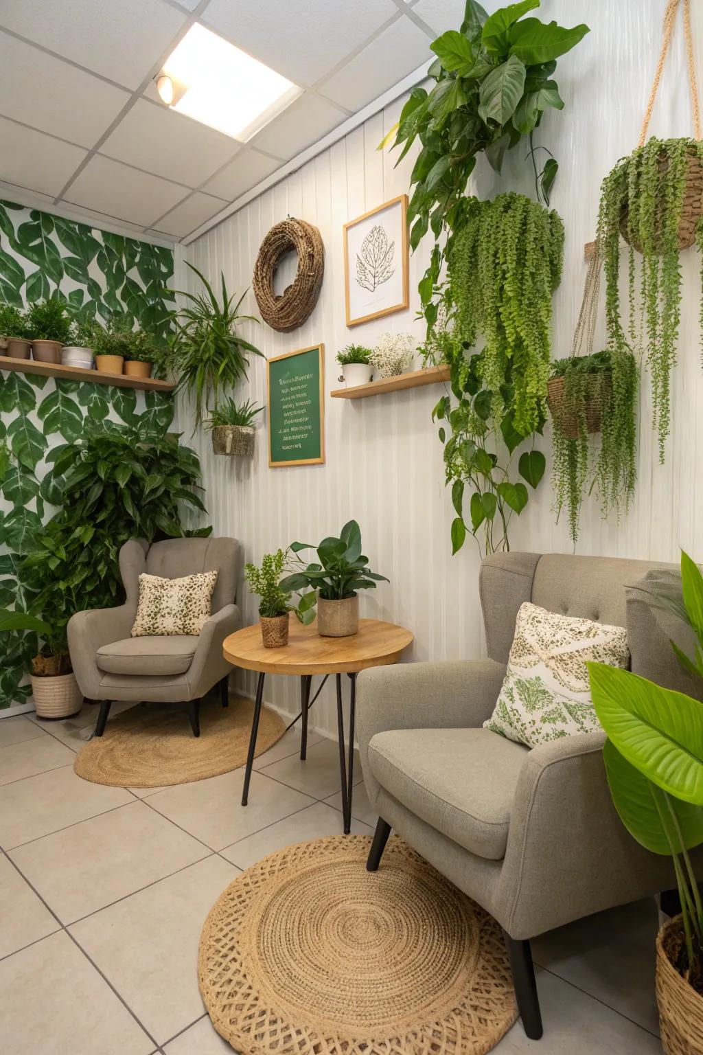 Environmentally-friendly details bring tranquility and freshness to the area.