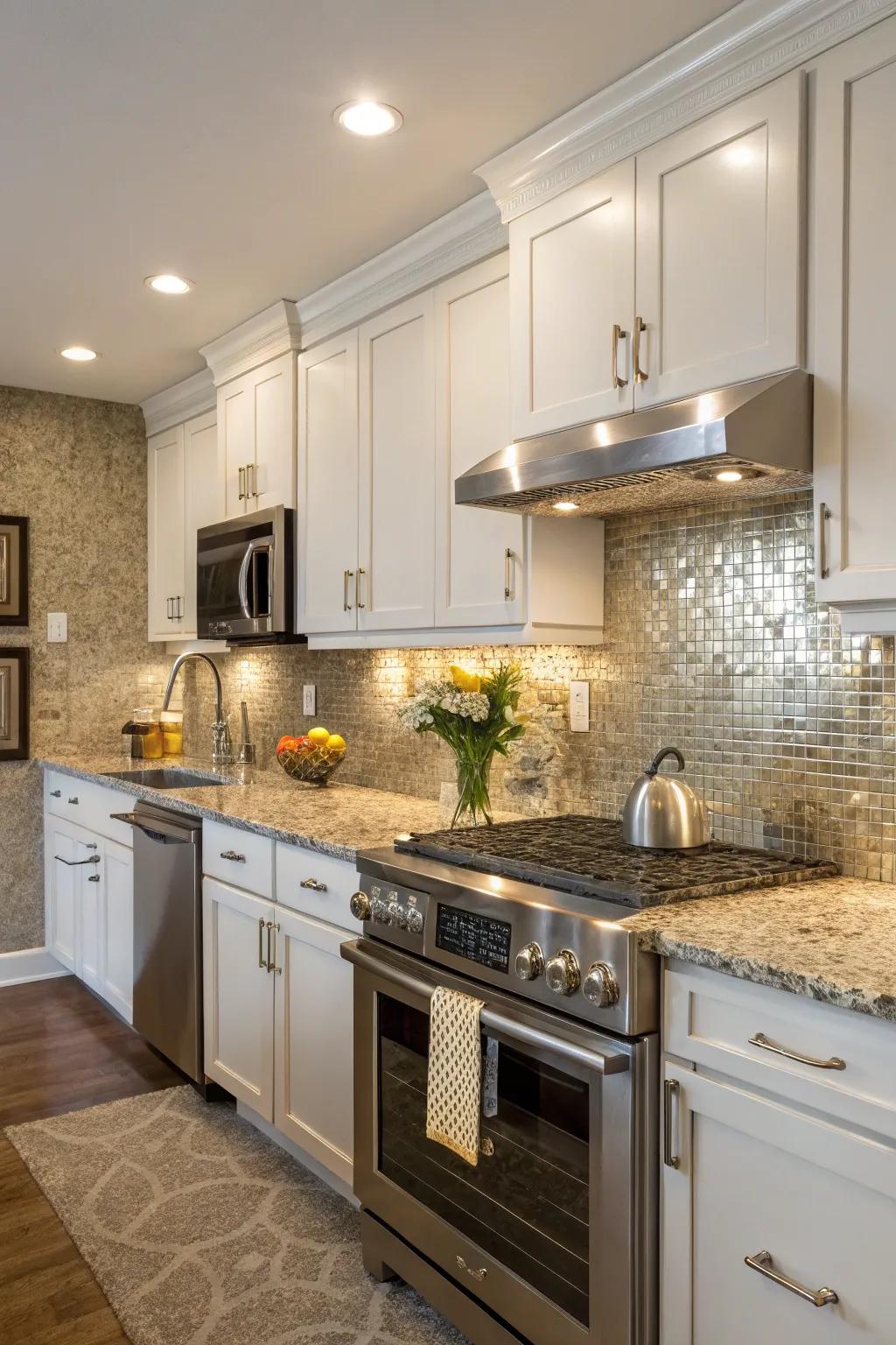 Metallic tiles bring a modern edge to 