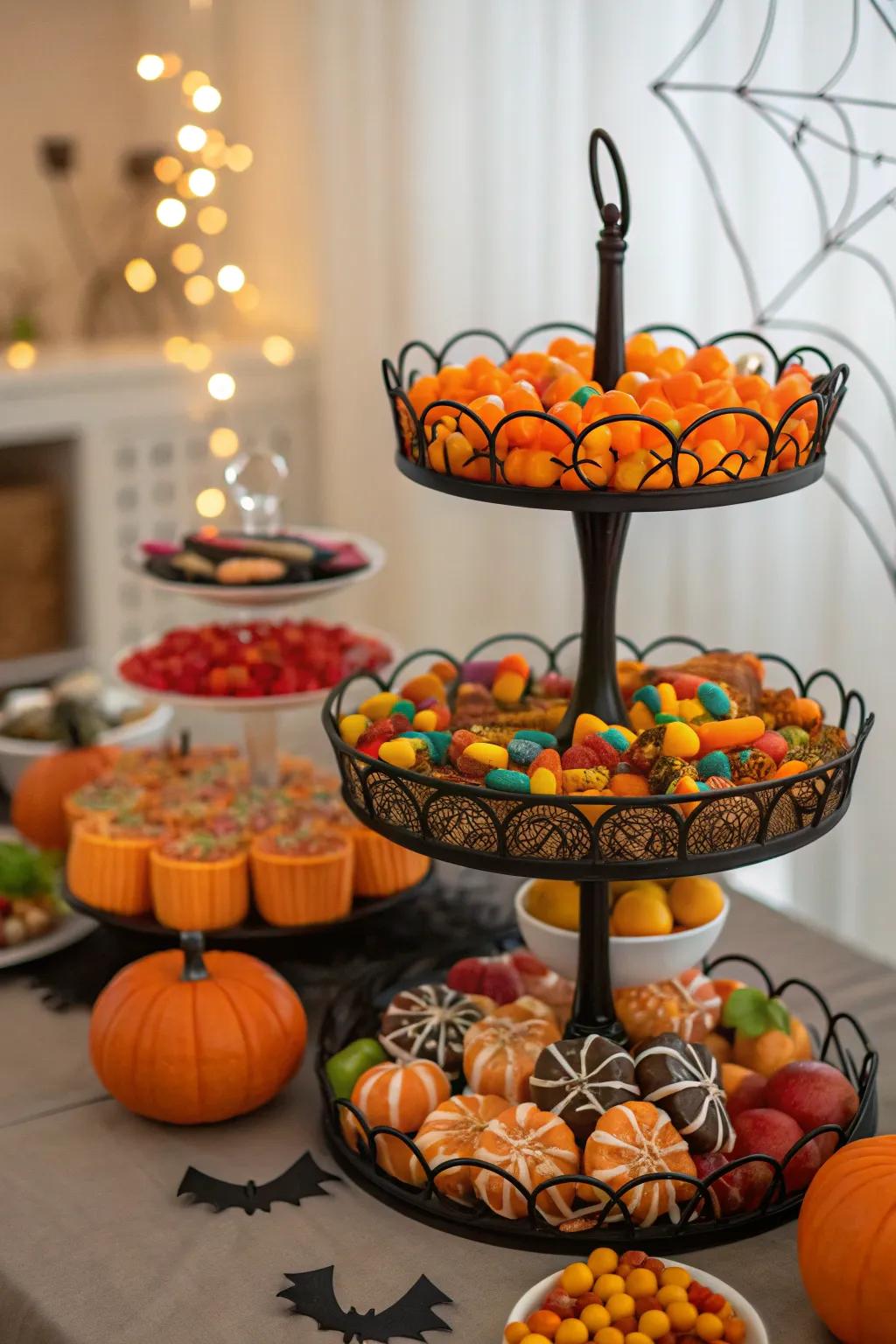 Enhance your sweets display with graduated platforms.