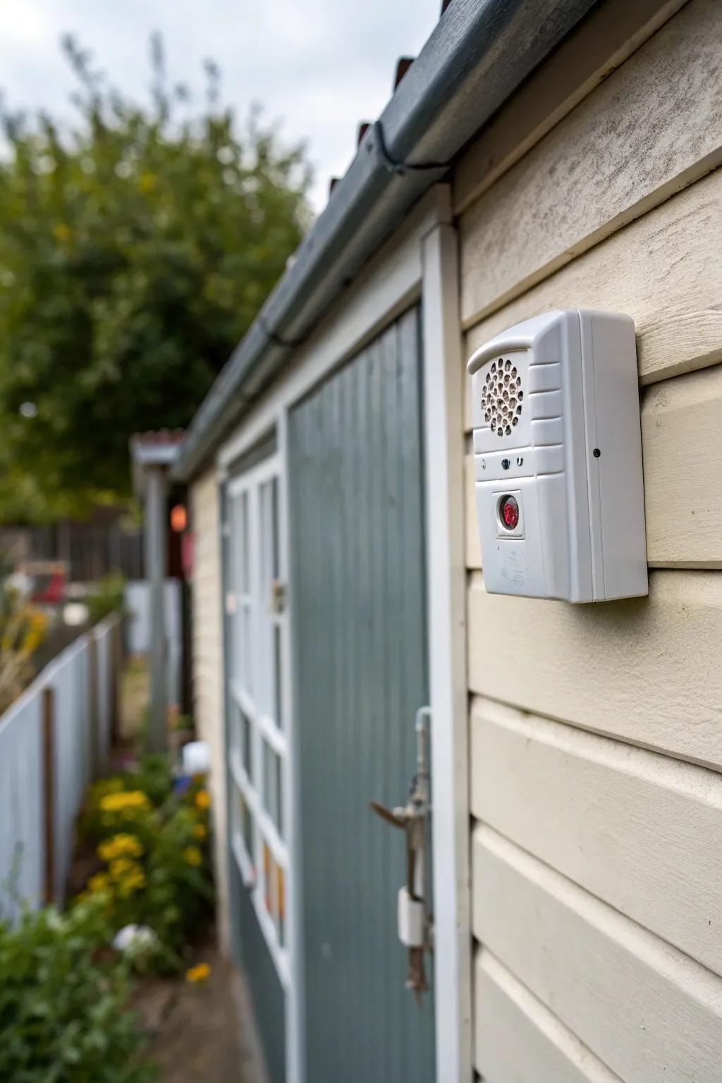 A shed alarm system provides vigilant protection against unauthorized access.
