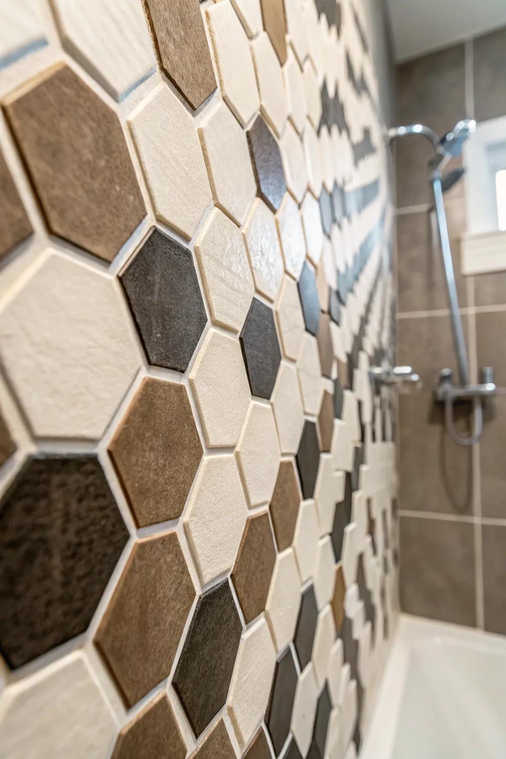 Geometrical tiles bring a modern flair with their unique shapes and patterns.