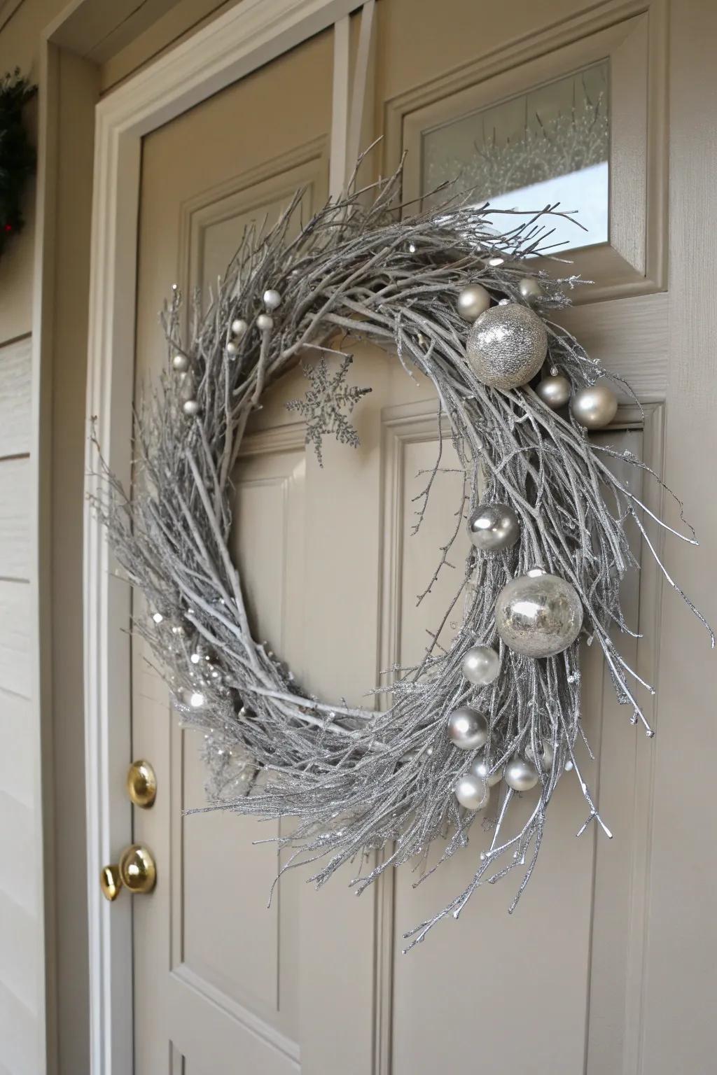 Welcome guests with a stylish silver wreath.