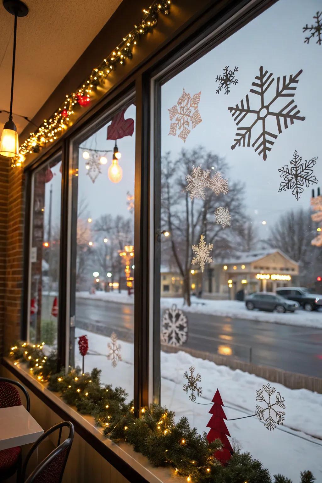 Windows that narrate a holiday tale.