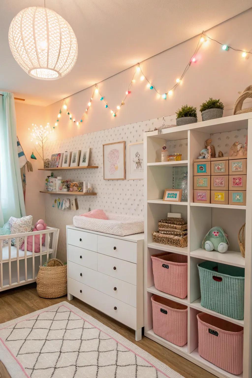 A useful design keeps the nursery arranged and clutter-free.