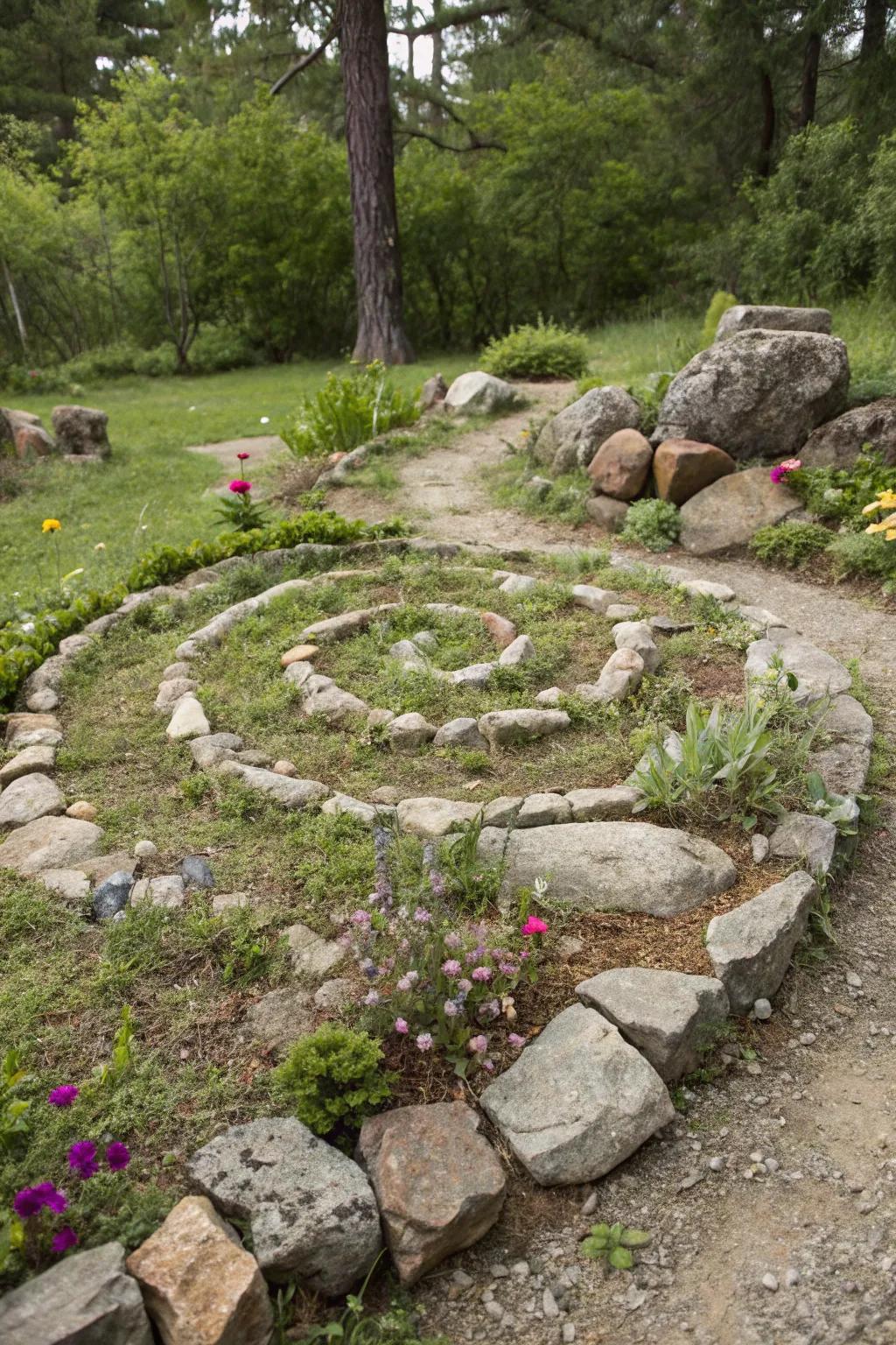 Decorative arrangements bring an artistic flair to rock gardens.