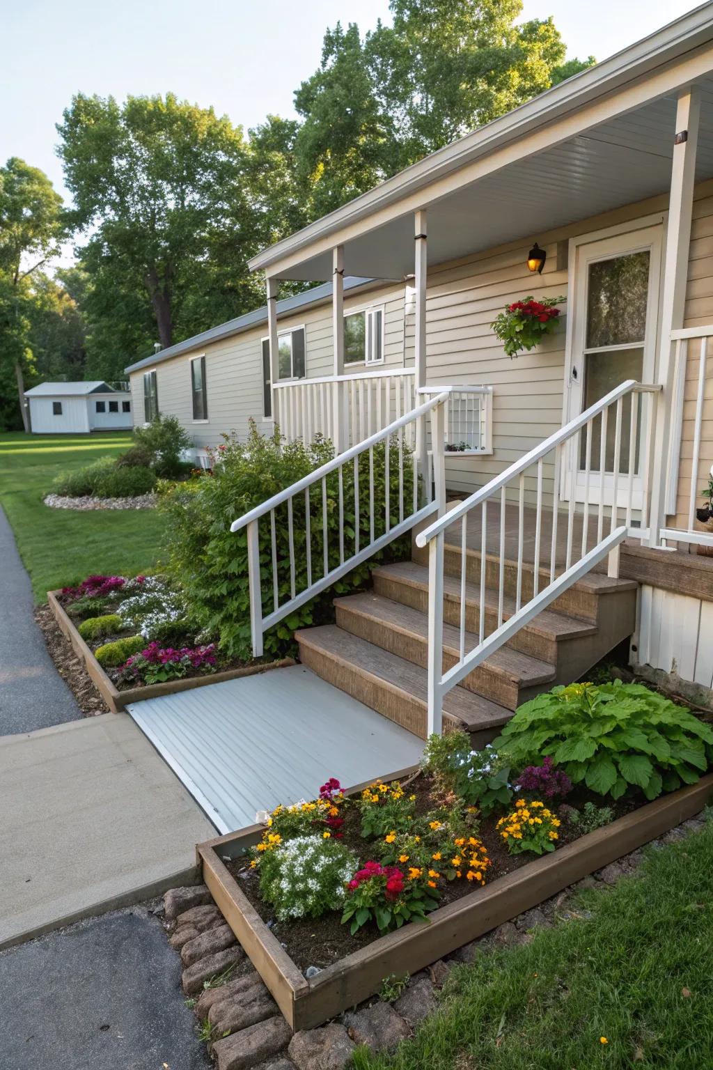 Accessibility is important with well-designed steps and slopes.