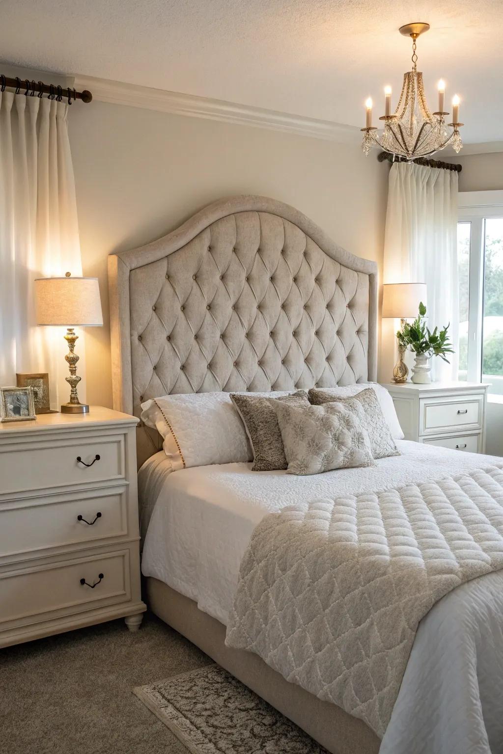 An elegant headboard transforming bedroom style.