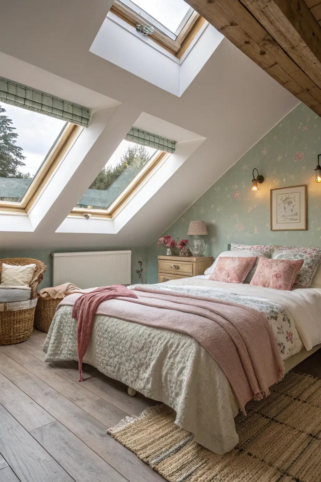Skylights brighten up the area with natural light.