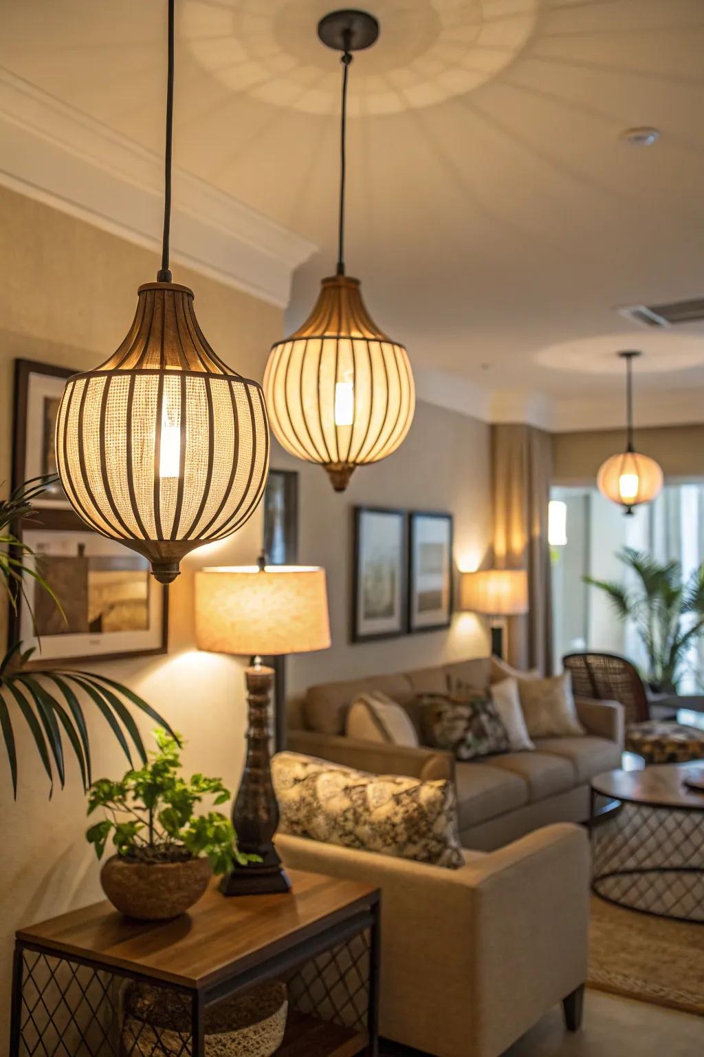 Inventive lighting really improves condo interiors.