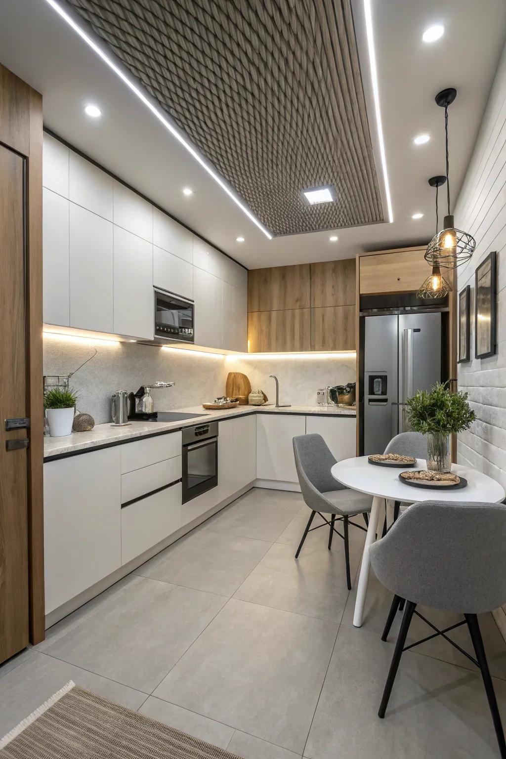 Uncluttered roof designs streamline compact cooking areas.