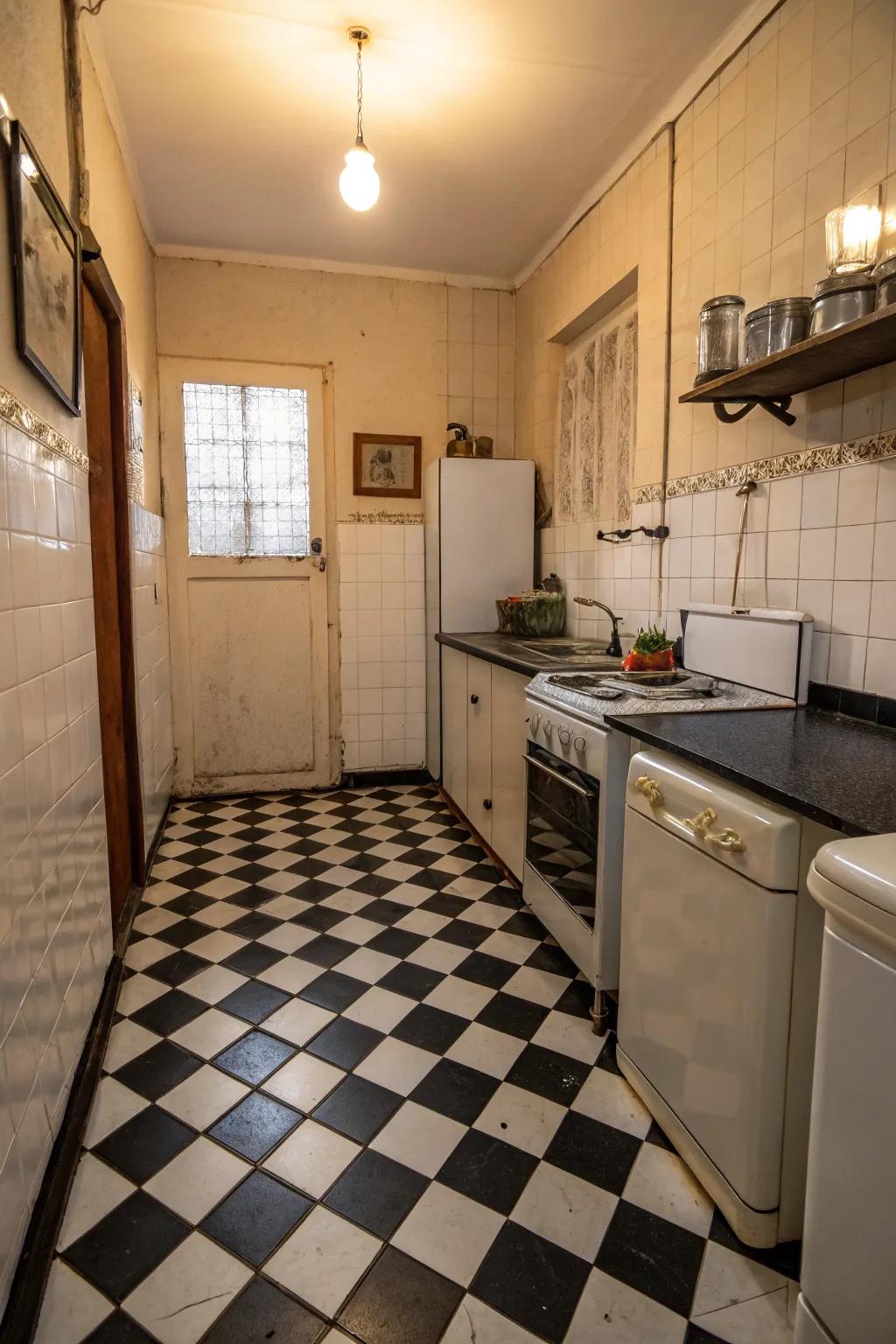 Checkerboard designs provide a retro and enduring impression.