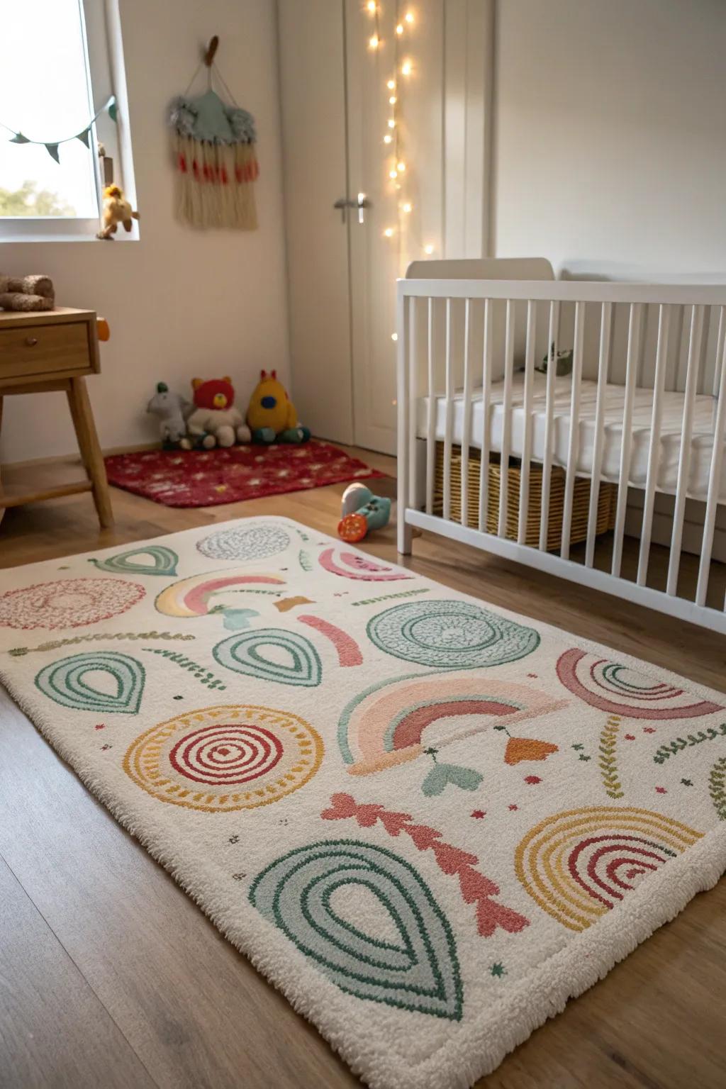 A soft rug incorporates warmth and comfort.