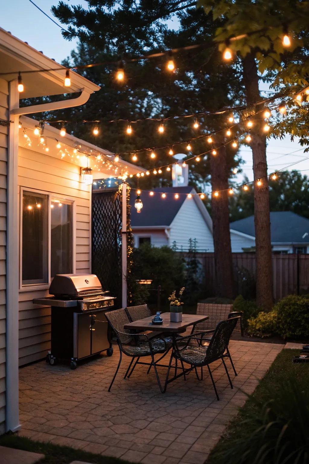 Ambient lighting makes evening grilling better.