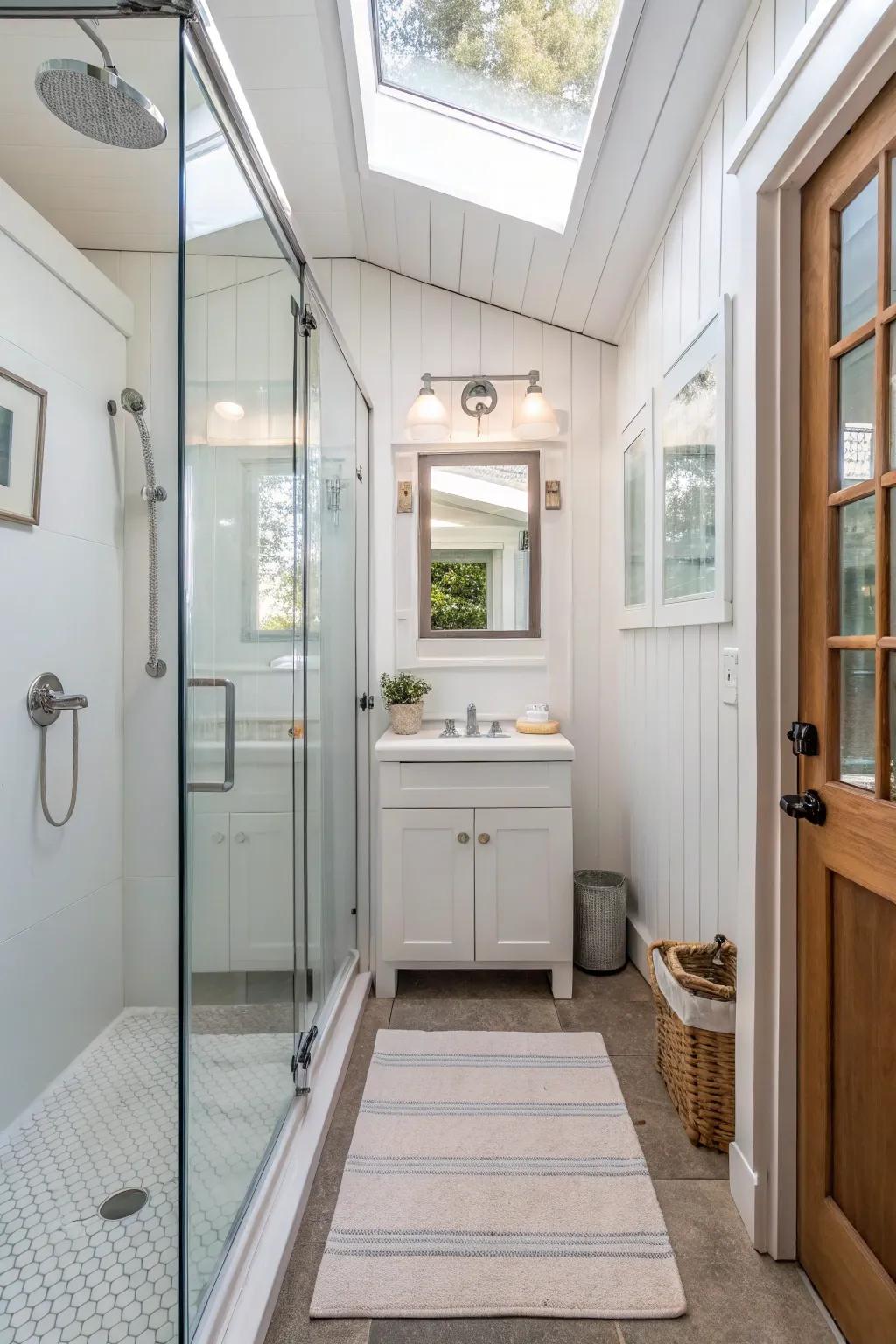 Glass doors sustain a breezy and spacious atmosphere.