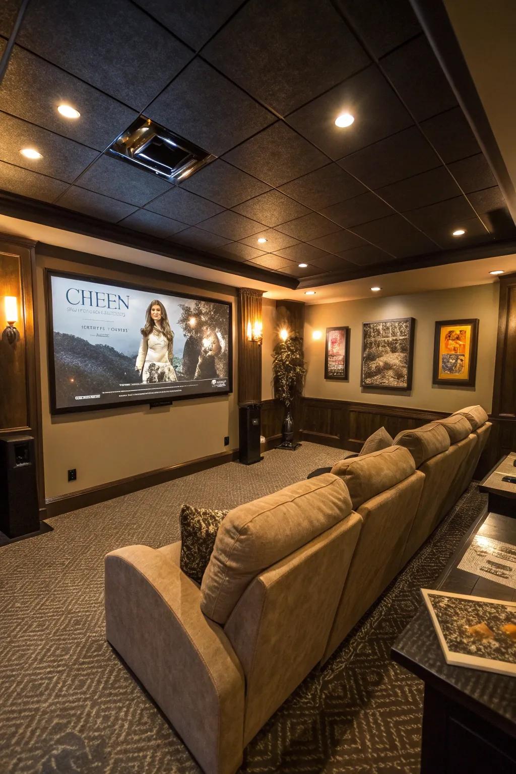 Enjoy movie evenings in your personal home theater within the basement.