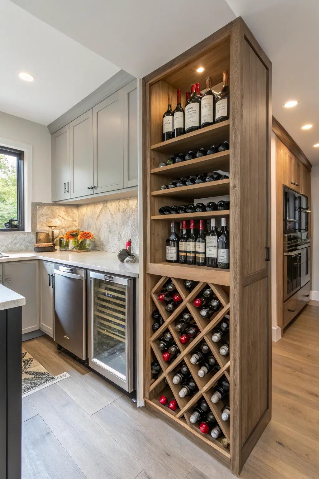 Turn a kitchen area nook into some hassle-free bottle corner.