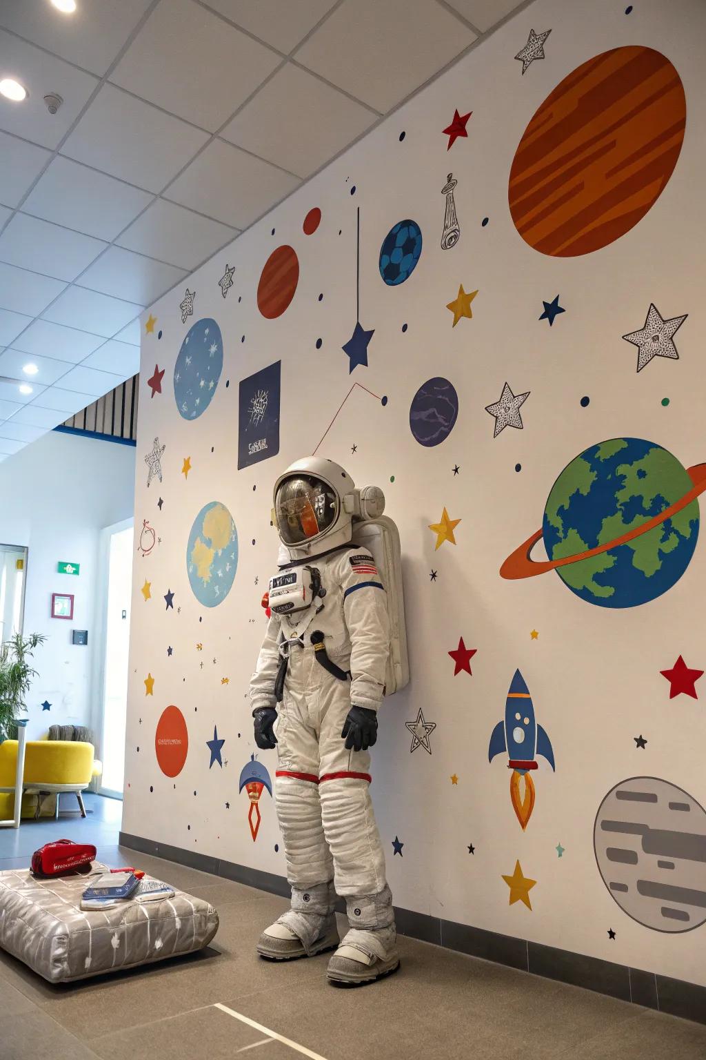 Astronaut decor inspires imagination and creates a sense of adventure.