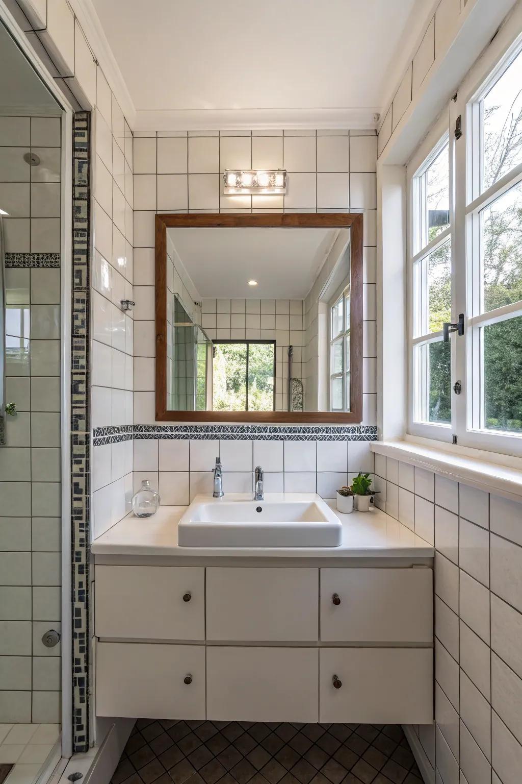 Mirrors reflecting light and making the room look bigger.