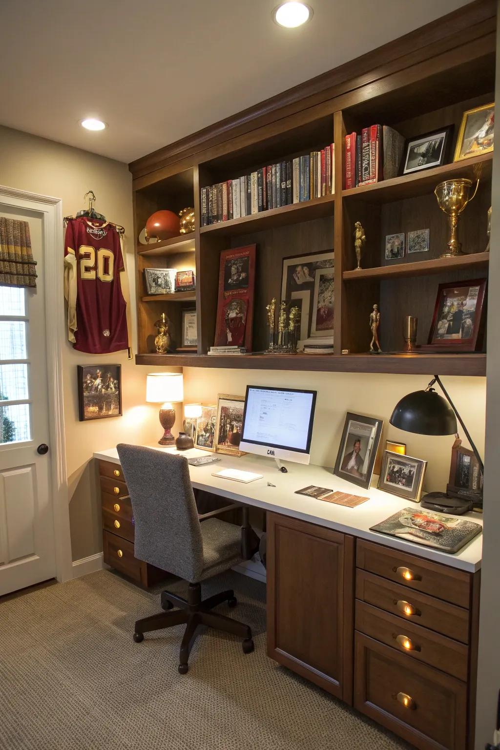 Lighting can elevate the visual appeal of your sports-themed office.