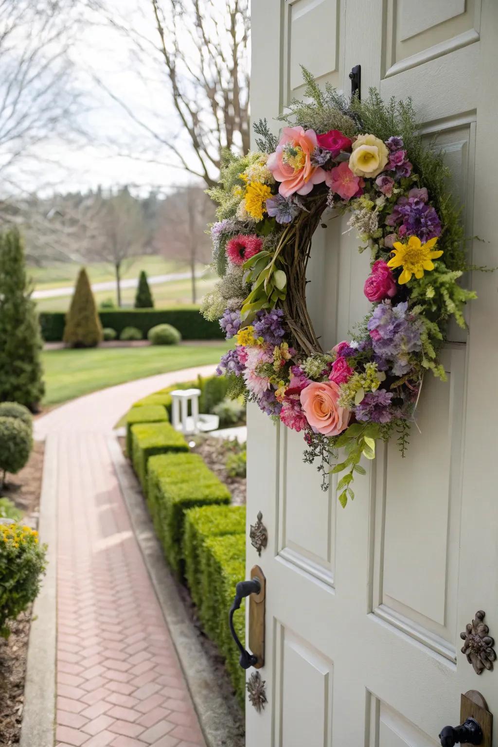 A DIY wreath is a perfect way to greet spring at your doorstep.