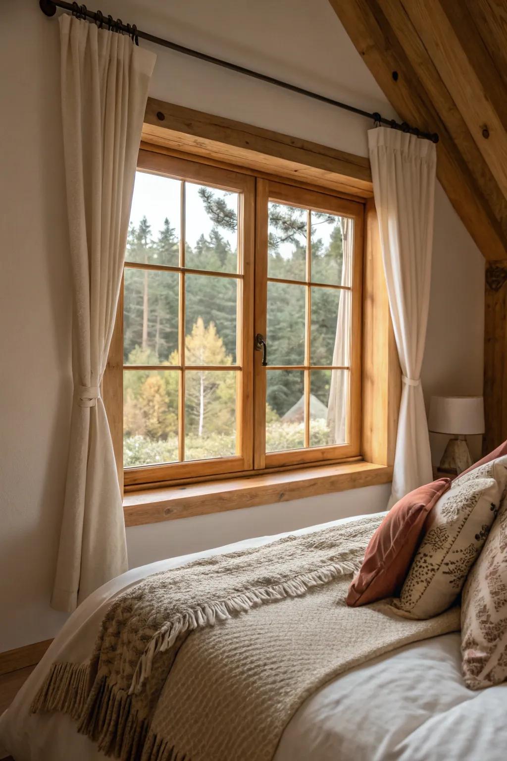 Natural wood trim delivers warmth and timeless allure.