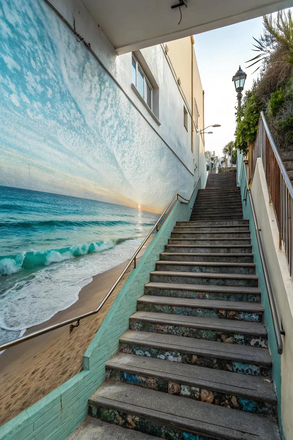 Feel coastal calm using an ocean-themed covering.