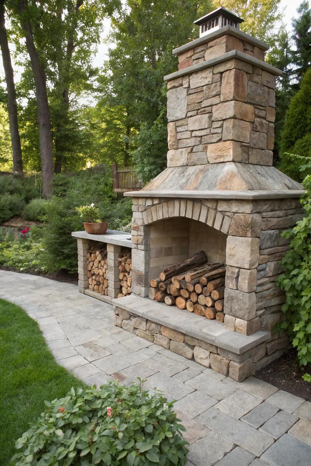 Practical and elegant: fireplaces with wood storage.