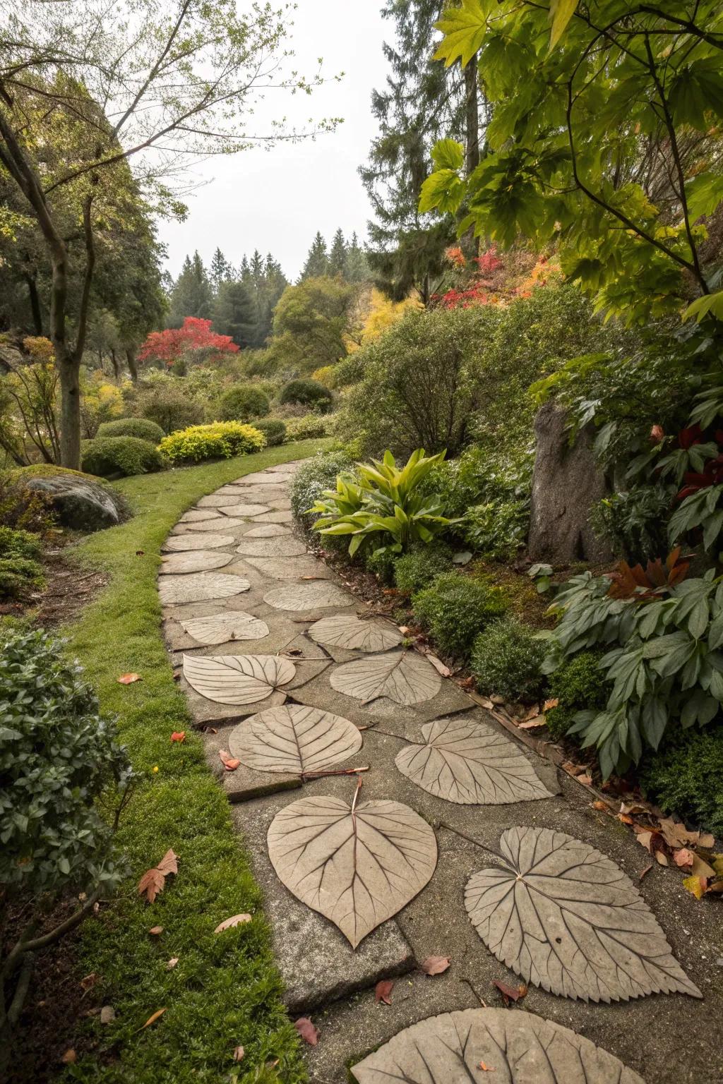 Frond-modeled rocks contribute a playful, natural element to your trail.