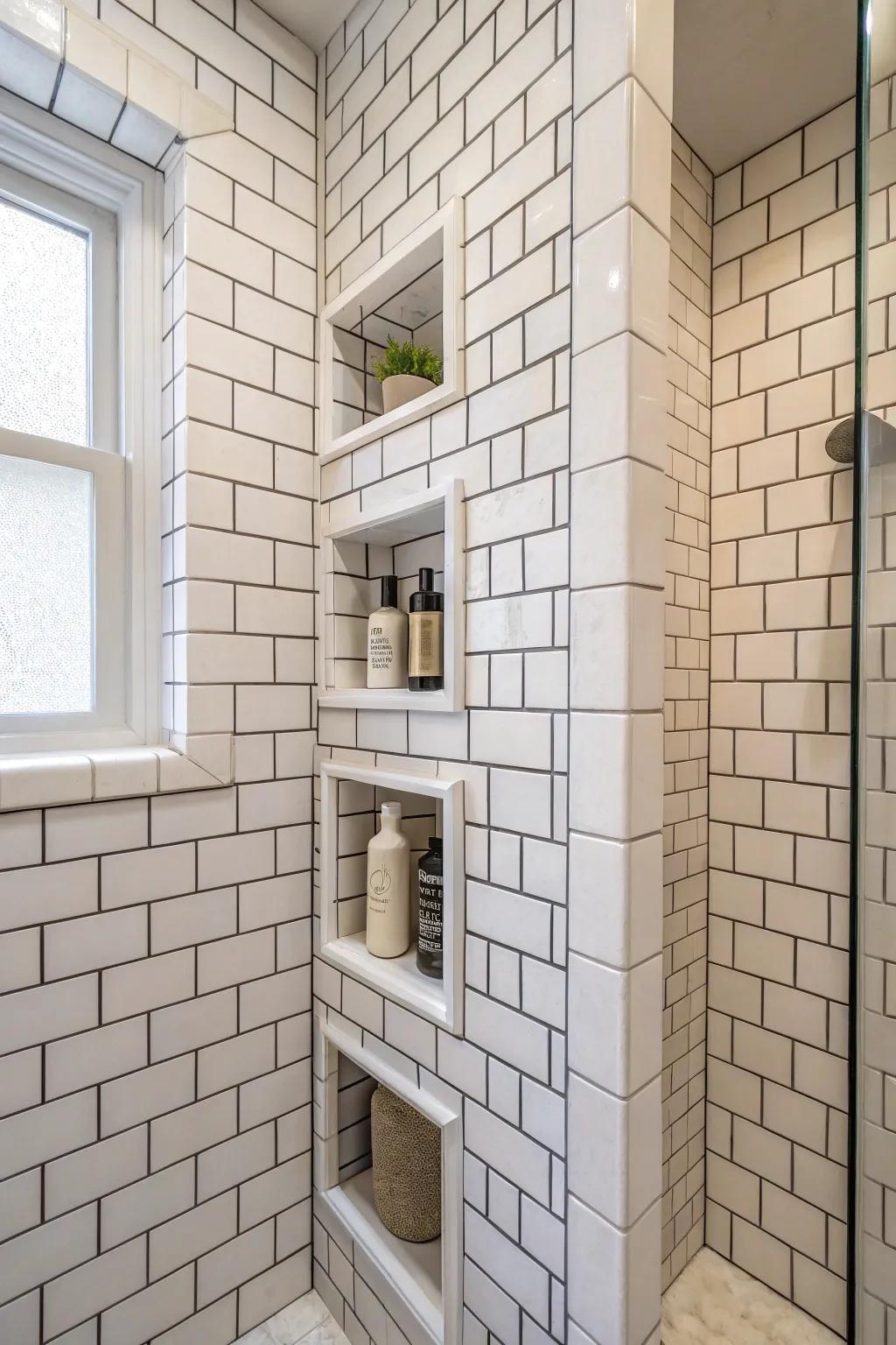 Nicely arranged vertical niches for organized storage.