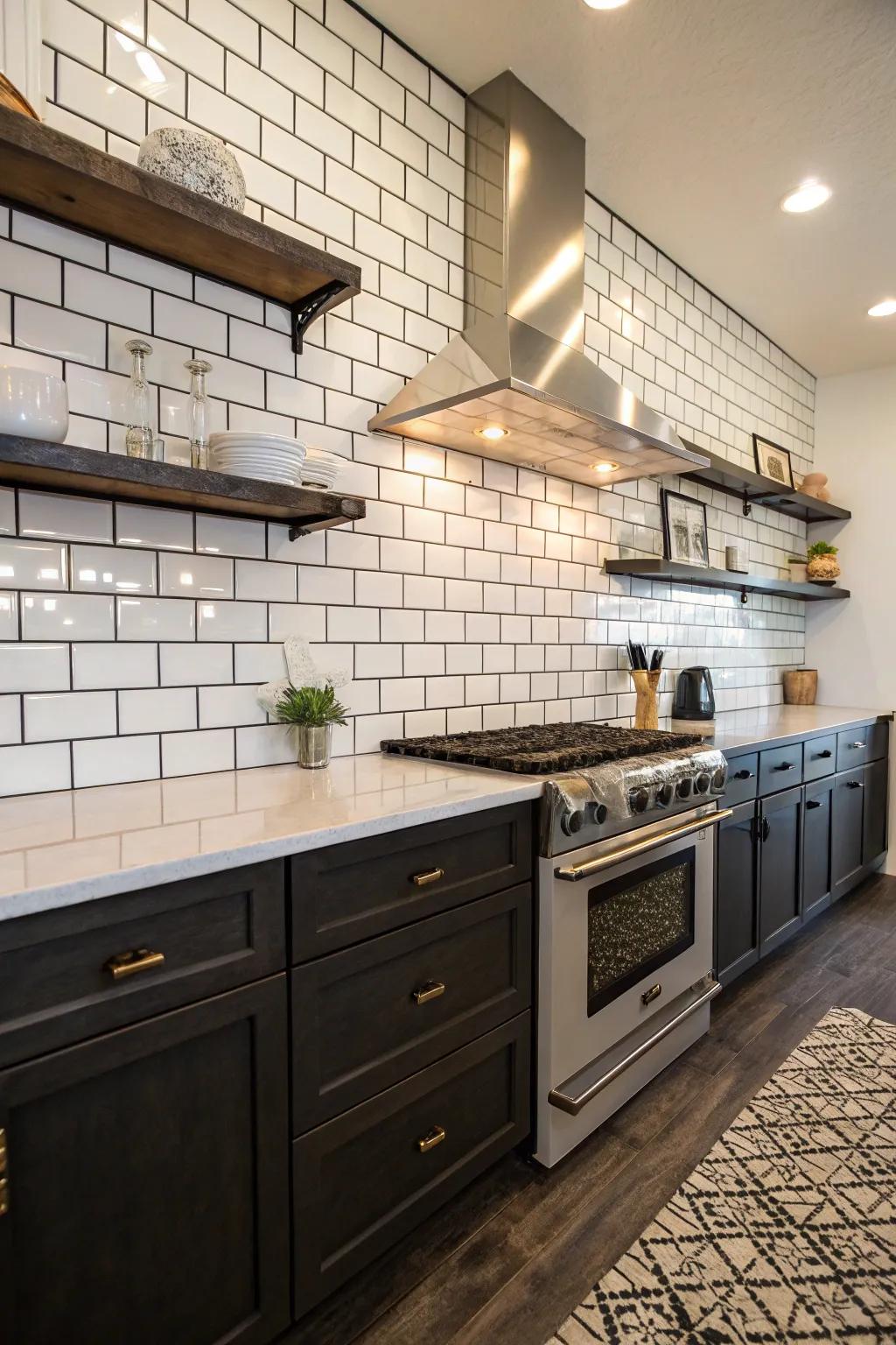 Emphasize tile designs with contrasting mortar.