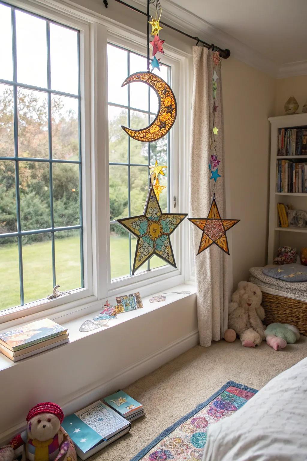 Playful shapes enhance a child’s room with charm.
