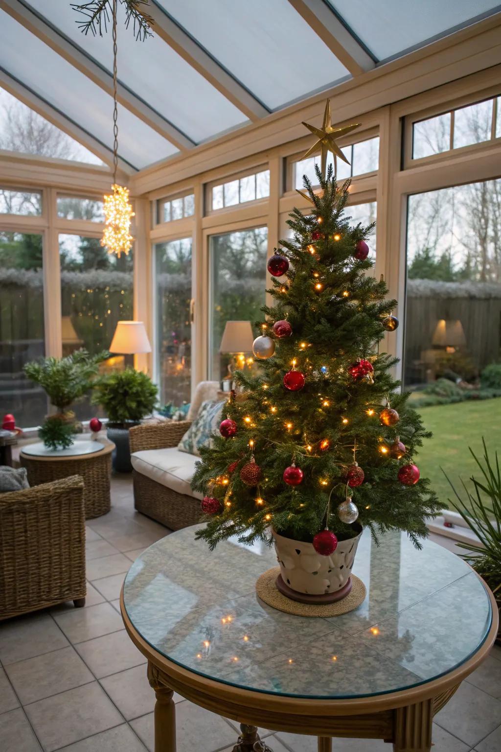 Tabletop trees are great for bringing festive cheer to compact areas.