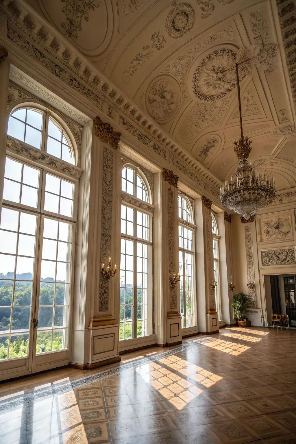 Architectural features emphasizing window height.