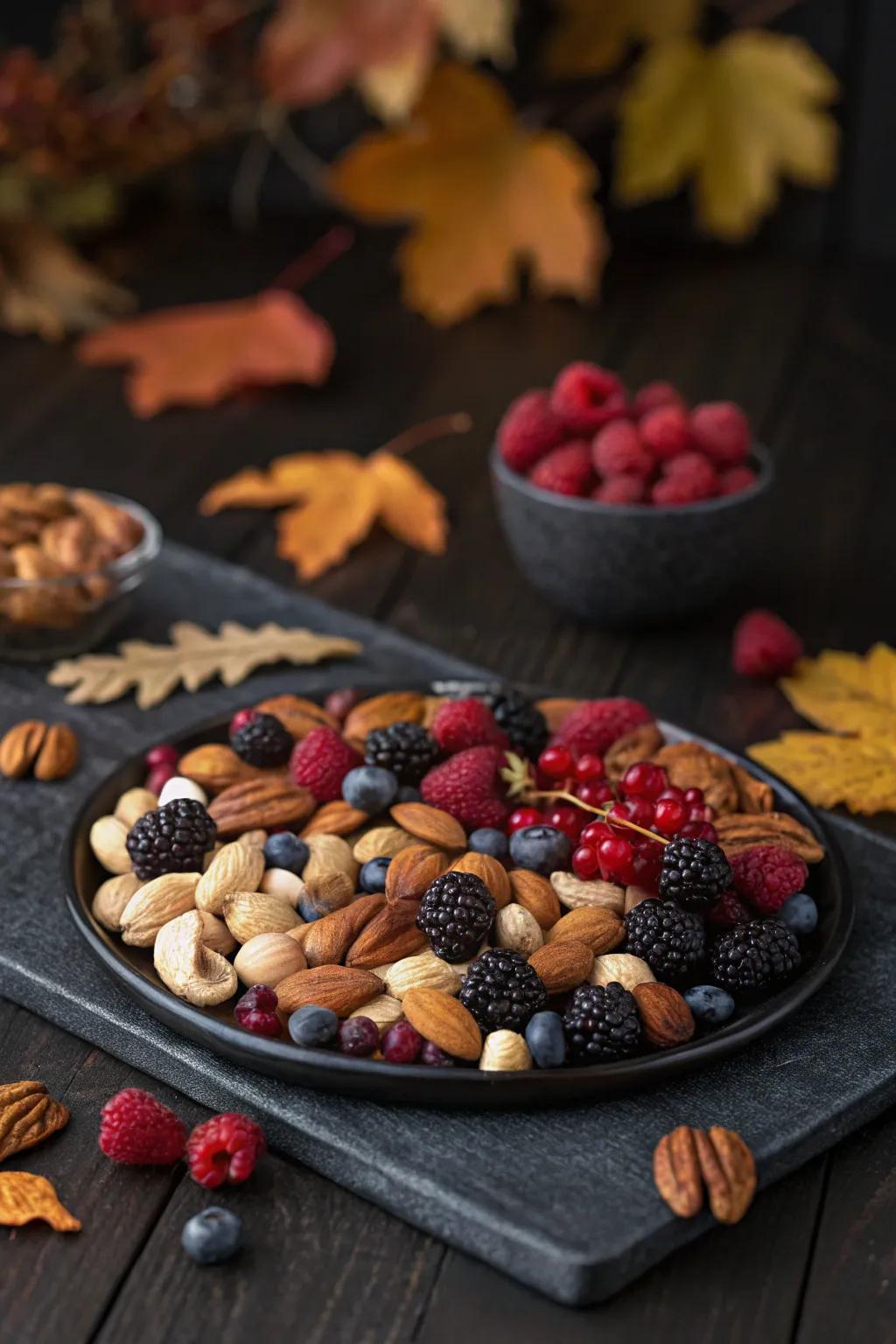An elegant nut and fruit mix perfect for holiday parties.
