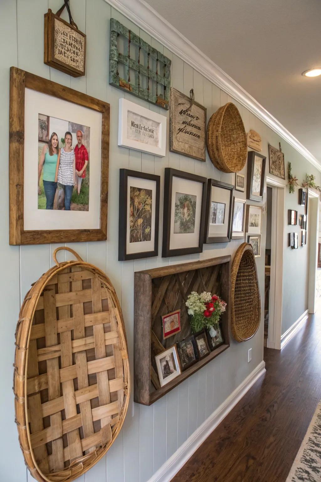 Bring texture to your gallery wall using grain exchange frames.