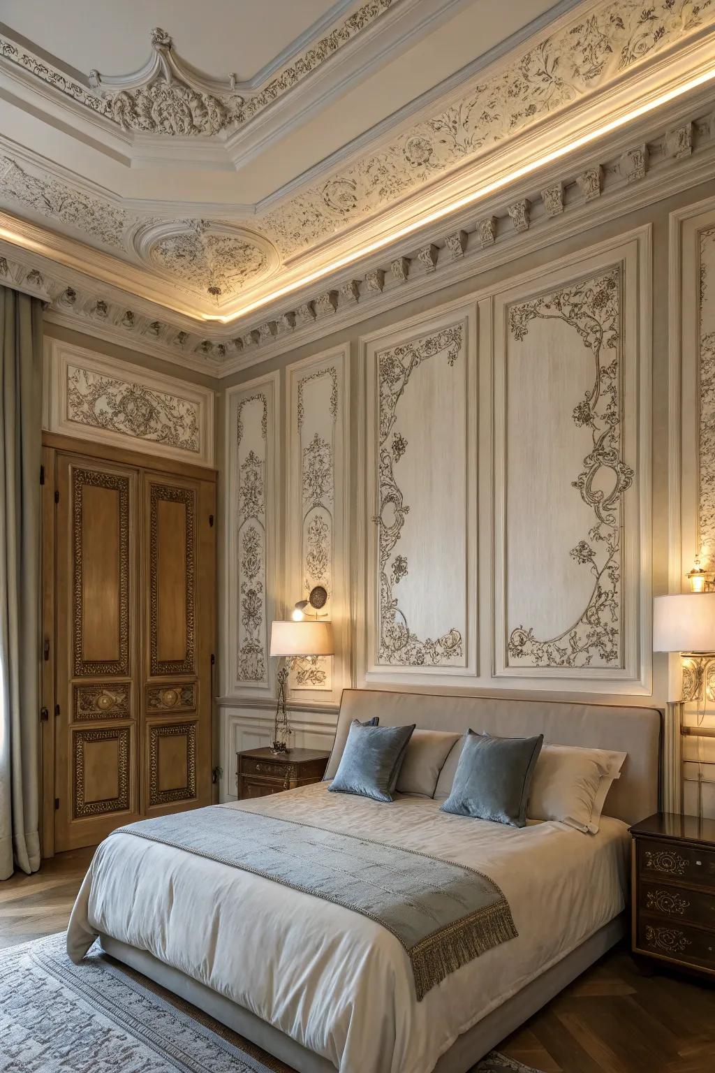 Ornamental wall features add architectural interest and depth.