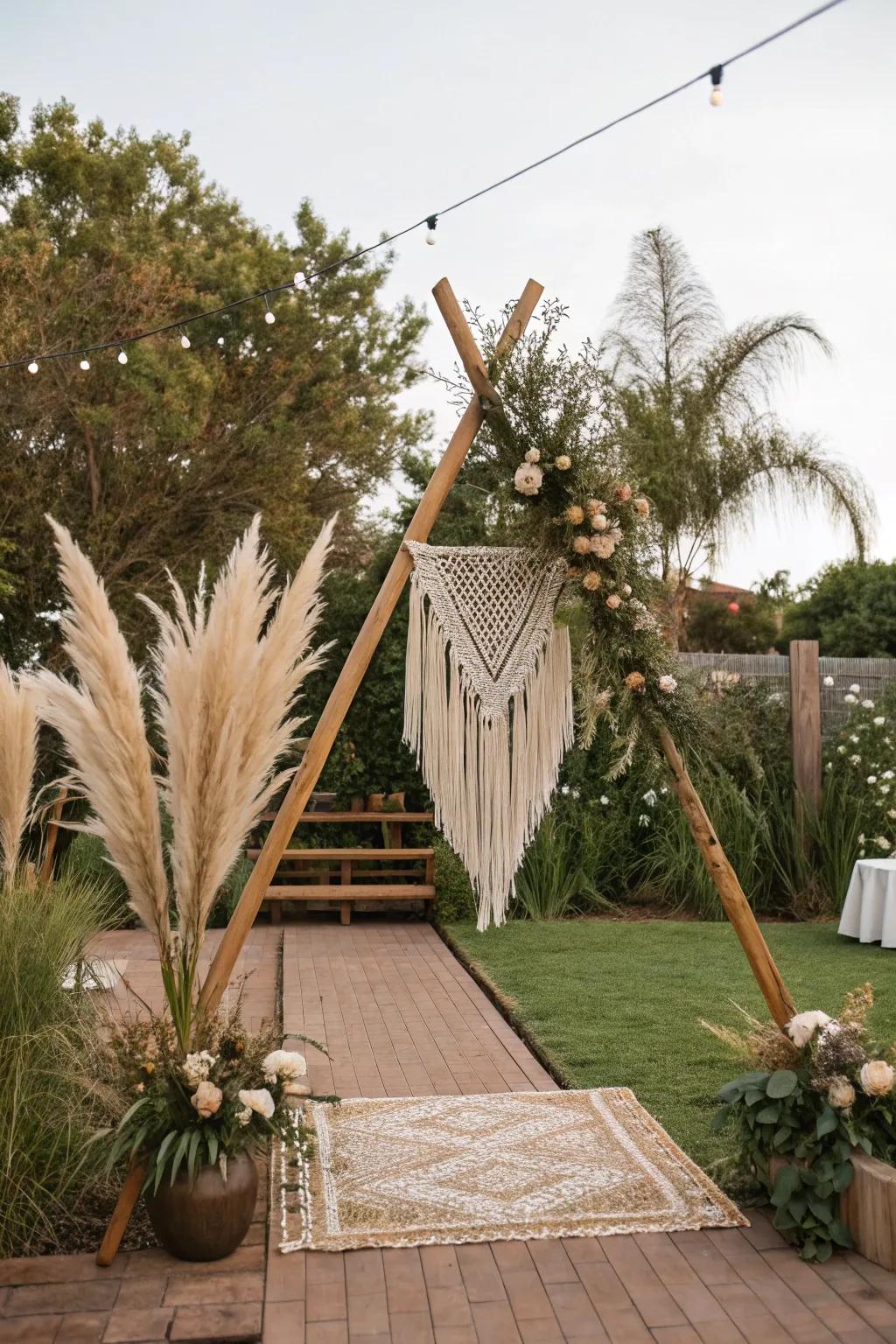 A bohemian triangle arch for a relaxed, stylish setting.