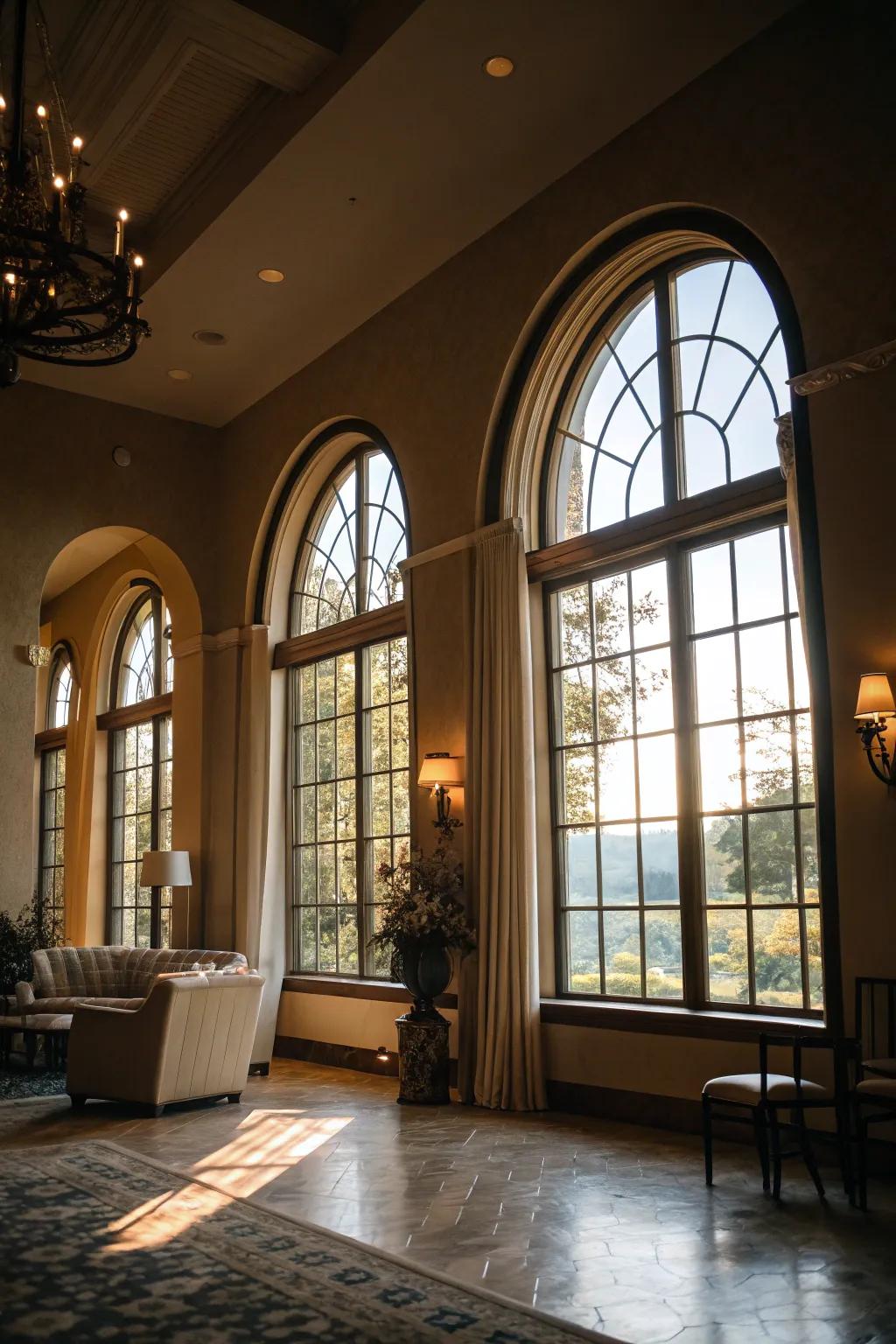 Large openings amplify natural light in style.