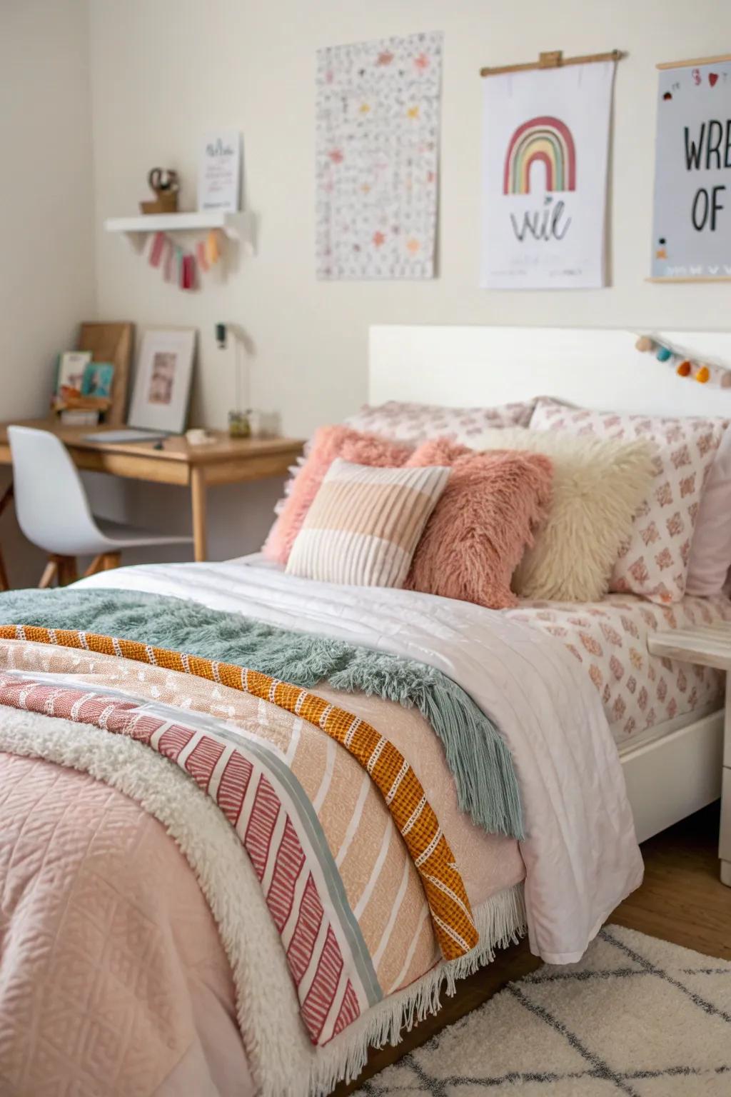 Varied fabrics fashion a snug, layered appearance that's both stylish and welcoming. <strong><em>Cozy chic!</em></strong>” loading=”lazy” class=”pimg”>
	</picture><figcaption>Varied fabrics fashion a snug, layered appearance that’s both stylish and welcoming. <strong><em>Cozy chic!</em></strong></figcaption></figure>
<p>Integrate a range of fabrics with throws and cushions to introduce dimension and coziness. Layering materials is a technique I frequently employ to make a space feel more appealing and comfortable. <strong><em>Layers of love!</em></strong></p>
<h3>These products might be useful:</h3>
<ul class=
